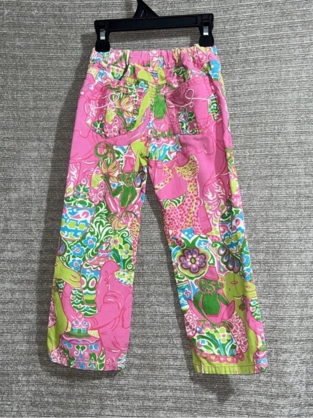 Vintage Lilly Pulitzer Girl’s Pink Moroccan Elephant Monkey Jar Corduroy Pants 4